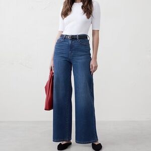 Banana Republic Factory Wide Leg Jeans Dark Wash Size 35 NWT